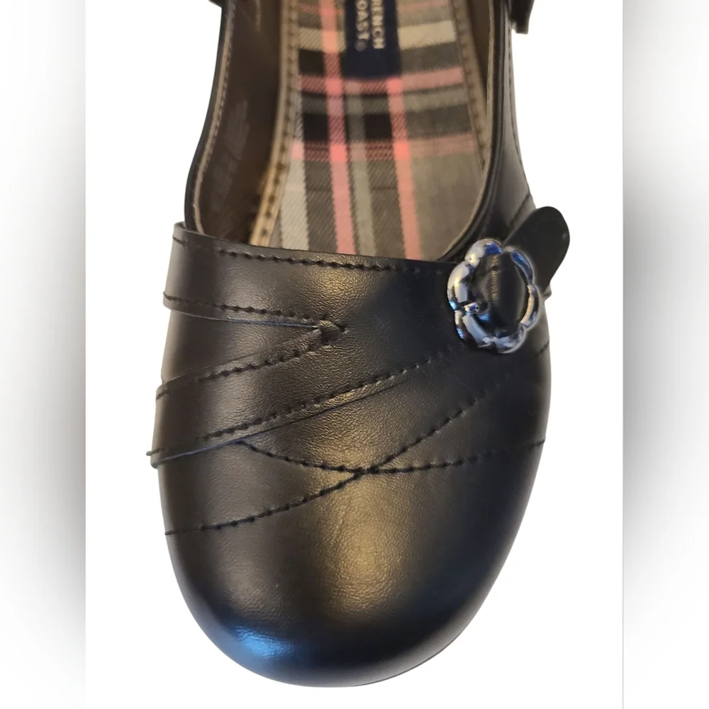 French Toast Shoes Black Mary Janes‎ Pink Plaid Lining Toddler Size 5
